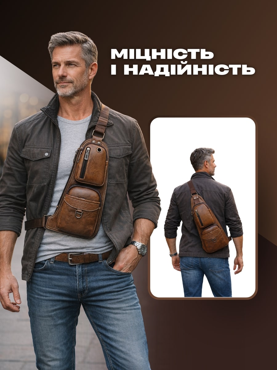 Чоловіча сумка + годинник у подарунок